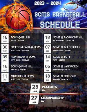 SCMS Schedule Basketball 2023  2024
